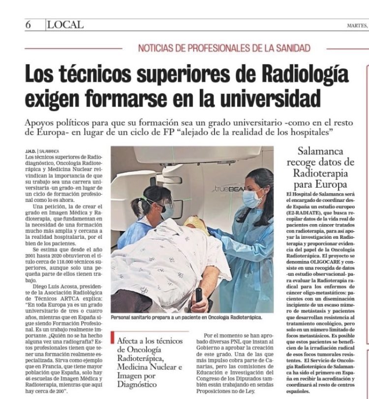 SEOR .es  ARTCA Asociación Radiológica  SEGRA - Sociedad Española de Graduados y Técnicos en Radiología  ACTEDI  , entre otros …JUNTOS POR "Grado en Imagen Médica y Radioterapia"
#juntossomosmas
