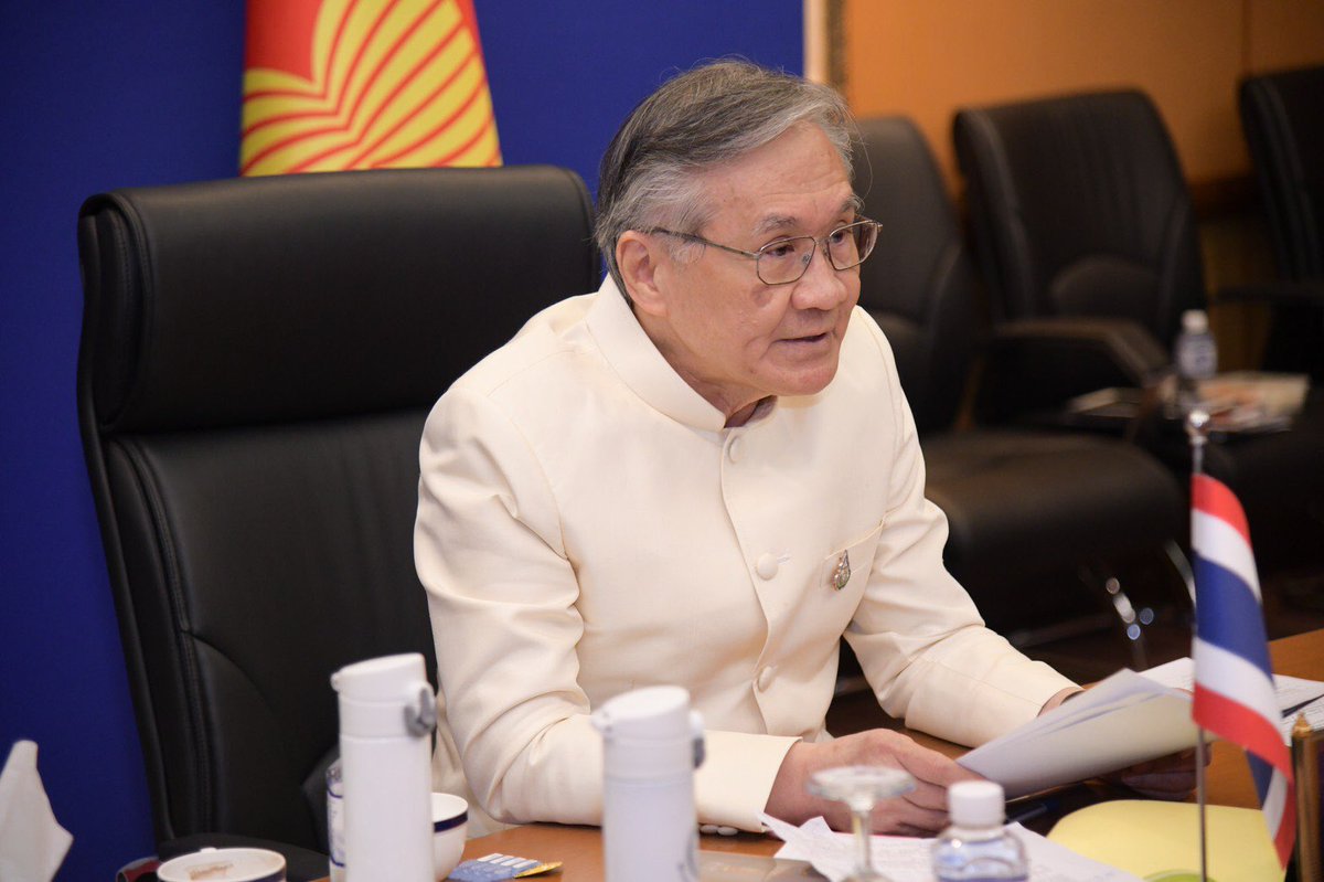MFAThai's tweet photo. DPM/FM Don participated in the Special #ASEAN-#Russia ’ FMs Mtg to commemorate the 25th Anniversary of Dialogue Relations, stressing importance of Strategic Partnership &amp; advancing cooperation on public health, economic, science &amp; technology to mitigate  the #COVID19 impacts. https://t.co/YKauEioEiq