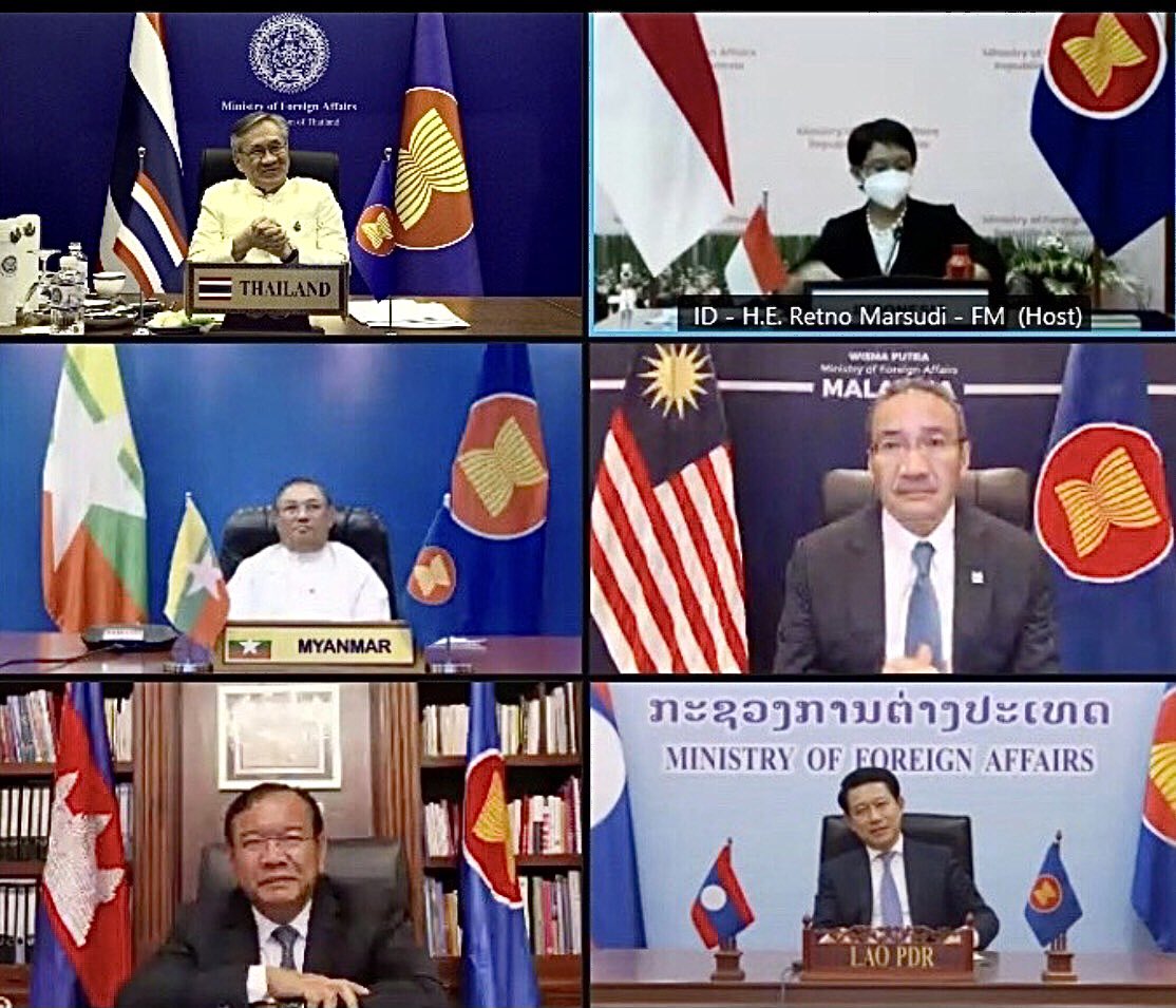 MFAThai's tweet photo. DPM/FM Don participated in the Special #ASEAN-#Russia ’ FMs Mtg to commemorate the 25th Anniversary of Dialogue Relations, stressing importance of Strategic Partnership &amp; advancing cooperation on public health, economic, science &amp; technology to mitigate  the #COVID19 impacts. https://t.co/YKauEioEiq