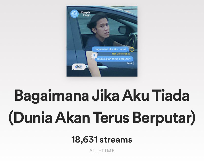 zicemptypage's tweet photo. you guys must really like this song haha. thanks for streaming everyone, luv u long time ❤️

@emptypagex - bagaimana jika aku tiada (dunia akan terus berputar) https://t.co/a8wkX5X1U4