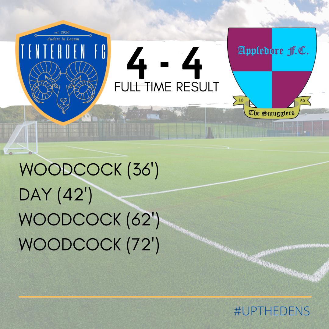 #TheDens first game as a new club finishes 4-4 in a thrilling contest against a top side in Appledore FC. MOTM awarded to the hat trick hero, Clark Woodcock. 👏 #Upthedens