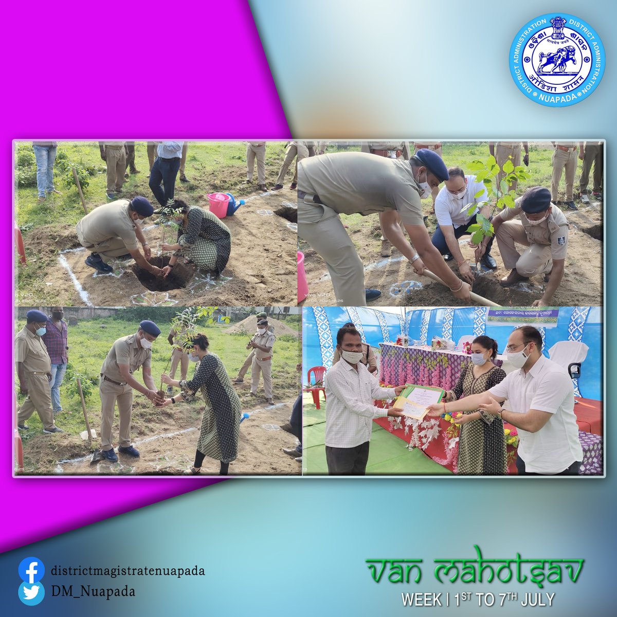 The District Level 72nd Van MahotsavWeek was celebrated at Vocational College, Nuapada in the presence of Collector Nuapada, DFO Khariar, SP Nuapada and other dignitaries.#VanMahotsav2021 
<a href="/CMO_Odisha/">CMO Odisha</a> <a href="/ForestDeptt/">Odisha Forest, Env. and Climate Change Department</a> <a href="/DfoKhariar/">Divisional Forest Office, Khariar</a> <a href="/SPNUAPADA/">SP Nuapada</a>