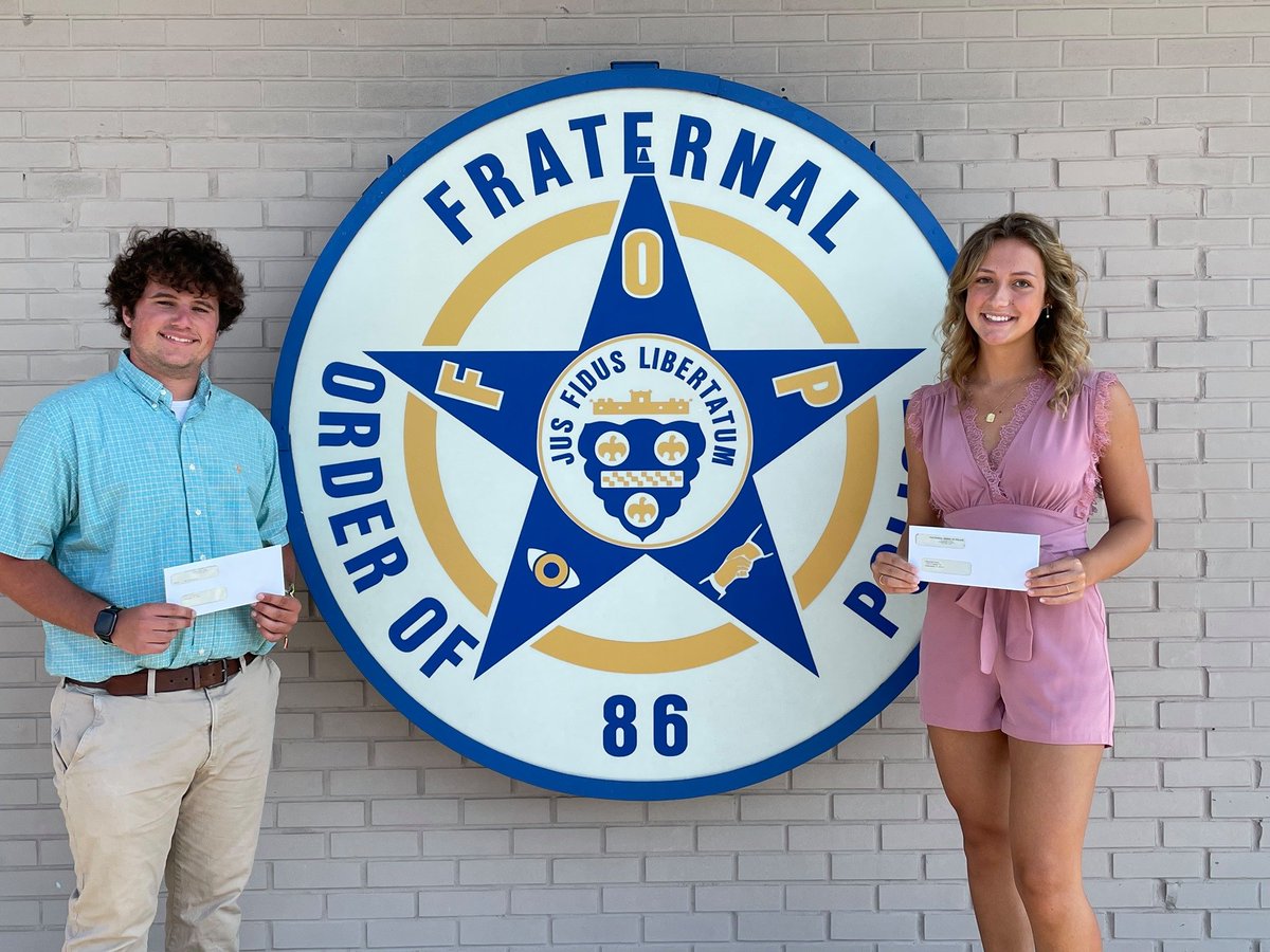 Congratulations to Class of 2021 graduates, Savannah Evans and Joe Hurrle, who received Fraternal Order of Police scholarships last week! These scholarships are awarded to children of law enforcement officers who are strong academically,