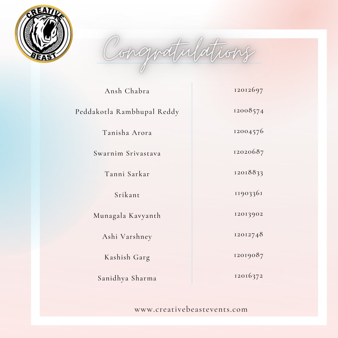 CreativebeastE1's tweet photo. Heartiest Congratulations and Welcome to our Creative Beast Family.
 We hope to have joyful days with never ending growth,  learning from each other and making Creative Beast one of the best Organizations.
Lets start this beautiful journey...🤞🏻
"UNLEASH YOUR BEAST"

#Beastforever https://t.co/V4wQ9MoFTg
