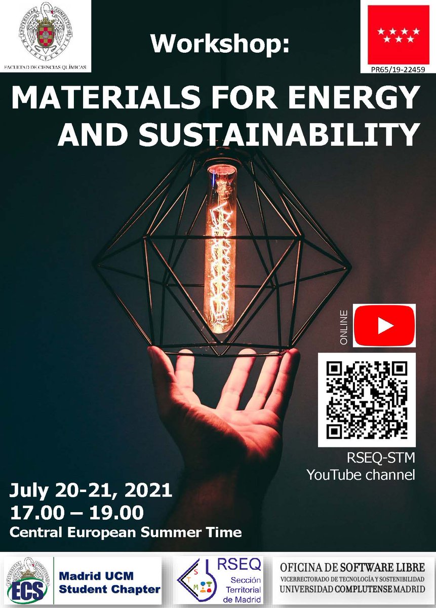 RSEQ_STMadrid's tweet photo. ☀️Workshop: MATERIALS FOR ENERGY AND SUSTAINABILITY
🗓️July 20-21, 2021
⌚️17.00-19.00 (Central European Summer Time)
💻Online, RSEQ-STM YouTube Channel (https://t.co/8KmE2nKNTQ)

@RSEQUIMICA @ucm_ecs_chapter @quimicasUCM @UniRdg_Chem @Seeo2E @oteaucm https://t.co/cnCYVkTCqP