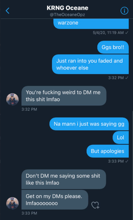 My bro just being a good guy reaching out sayin gg.. blows my mind you can treat someone like this 💀