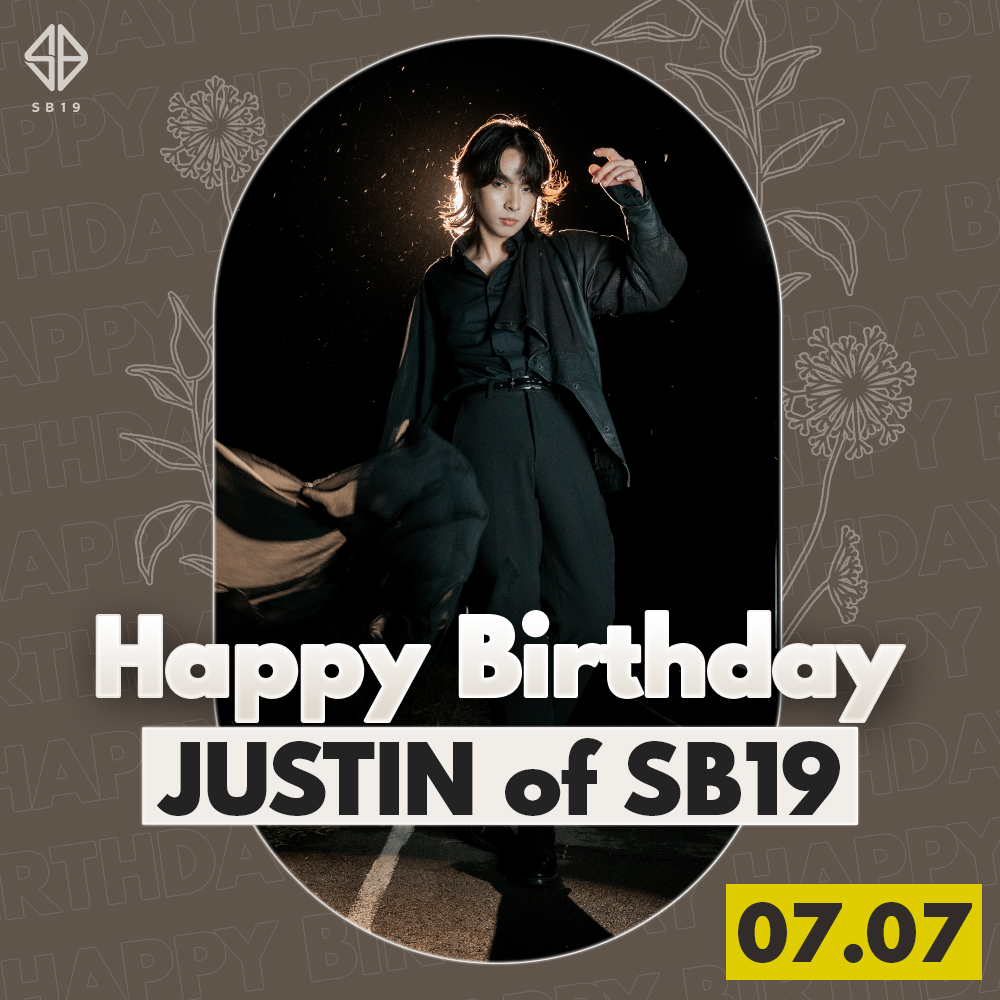 🎂 #ArawNiSB19Justin | 07.07

Maligayang kaarawan, JUSTIN! We hope you enjoy your day 🥳

#SB19_JUSTIN #SB19
