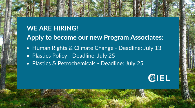 Our team is growing! 

We are hiring not one, not two but three Program Associates to support our work defending the right to a healthy planet.

Apply now: ciel.org/about-us/envir…

#ClimateJob #HumanRightsJob