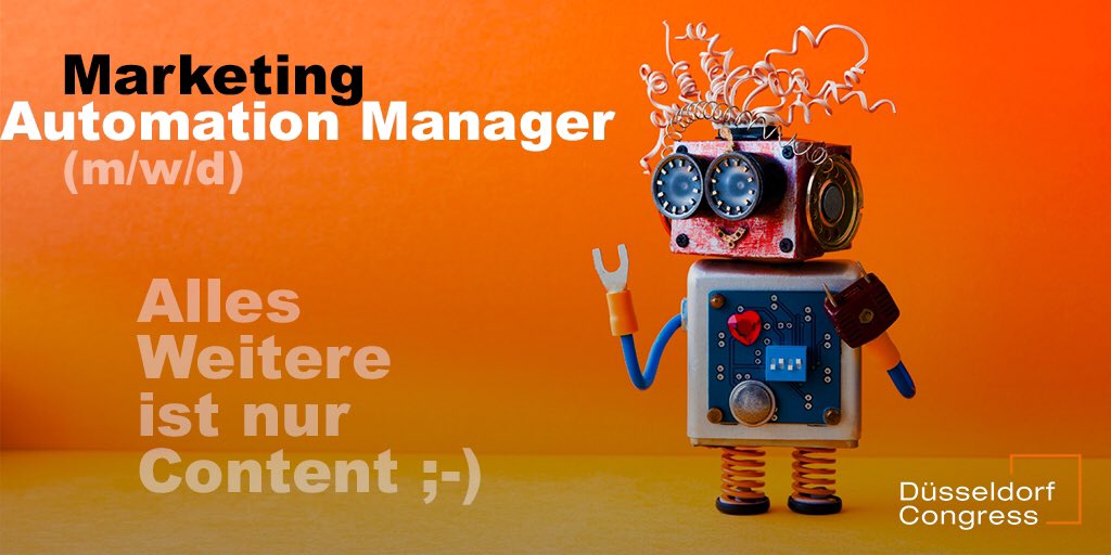 Show me Your Data! - Zum nächstmöglichen Zeitpunkt suchen wir eine:n Marketing Automation Manager:in. Du erkennst dich in der Stellenbeschreibung wieder oder kennst jemanden, die:der super passt? 
 
Dann freuen wir uns auf eure Bewerbung:
duesseldorfcongress.de/stellenangebot…
 
#WeAreHiring