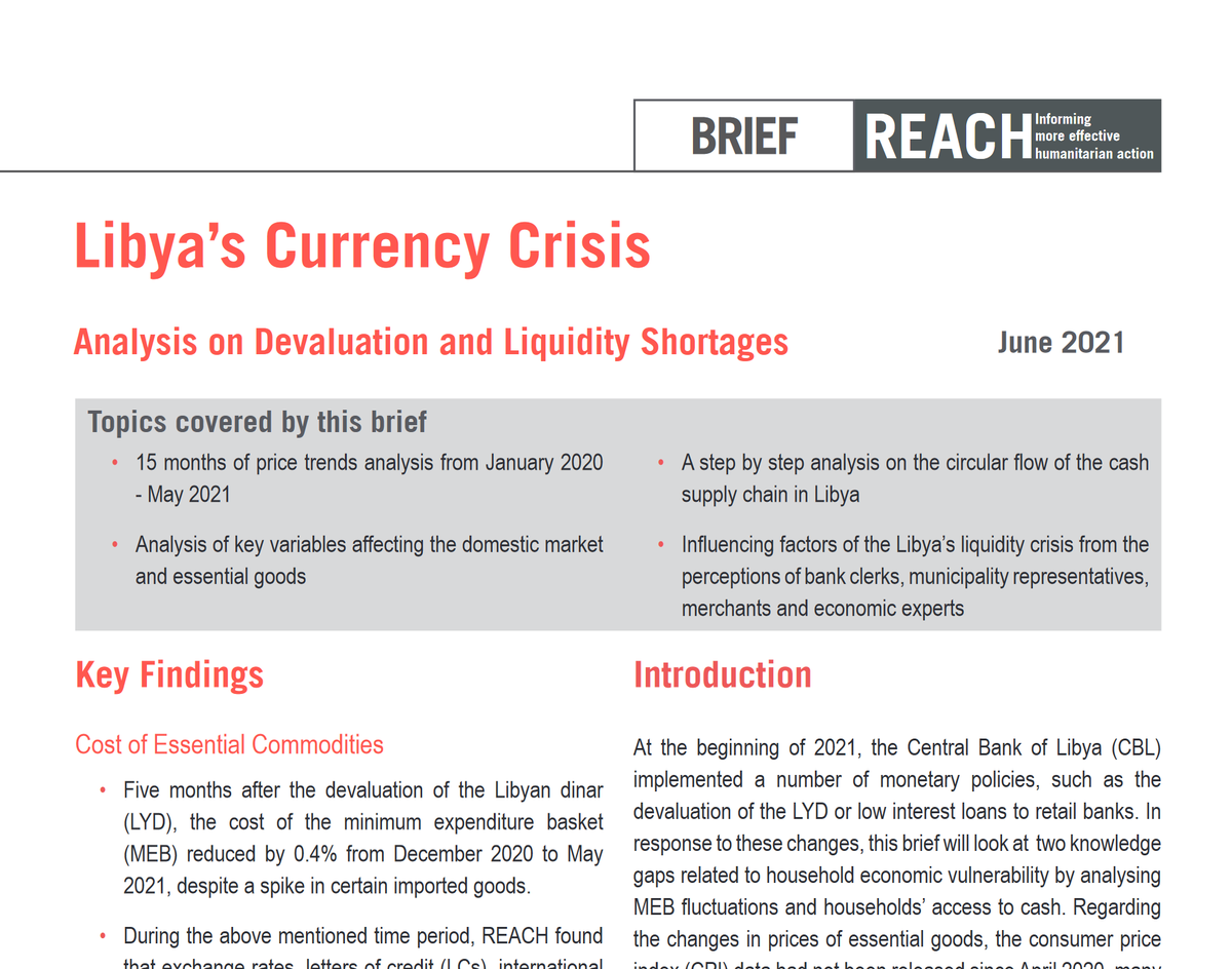 johanbowling's tweet photo. In response to the Libyan dinar's devaluation and low interest loans to banks, REACH has looked at the past 6 months of key commodity prices and an in-depth analysis of the cash supply chain - from the printing of LYD to household access to liquidity https://t.co/ruuAEEozwq https://t.co/PfvtJF3FdG