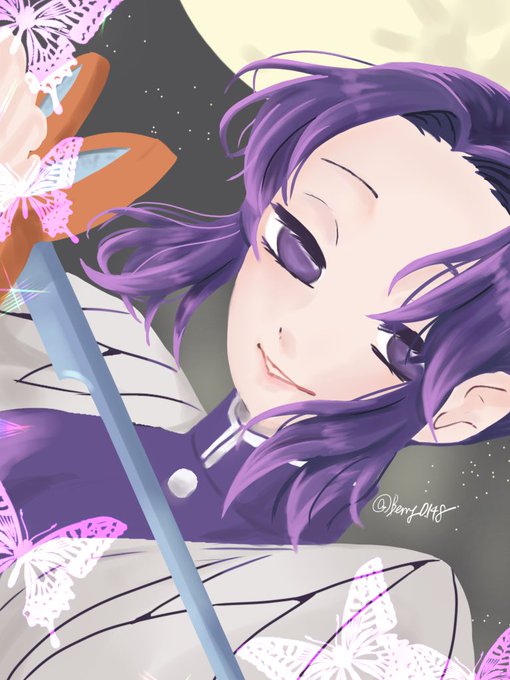 Berry🌊🦋低浮上さんがTwitterに投稿した胡蝶しのぶ(鬼滅の刃)のイラスト。