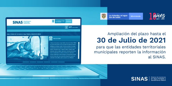 JoseAcero's tweet photo. Gracias al #SINAS es posible planear, priorizar, viabilizar y monitorear los proyectos de inversión en infraestructura del sector de agua potable y saneamiento. Ampliamos el plazo para que los entes territoriales reporten la información en el sistema 
https://t.co/ait1w0We0a https://t.co/JZ0OZIDor5