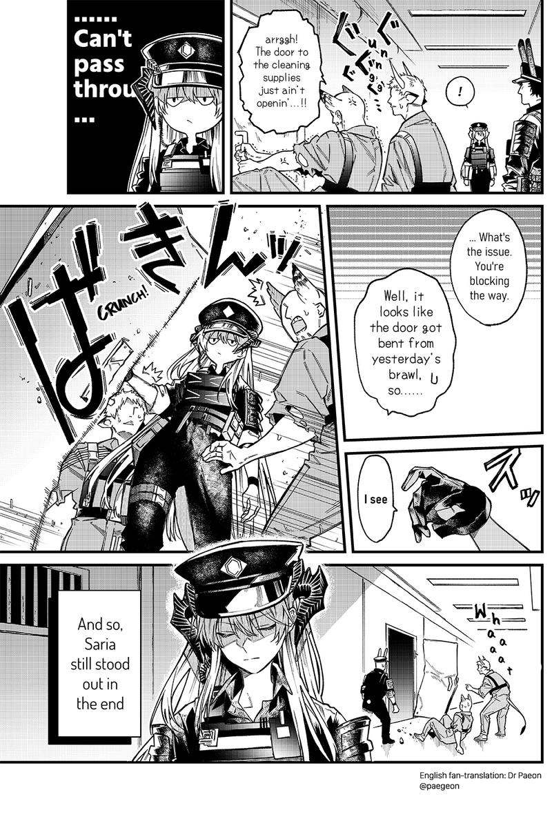 English Fan translation of [Arknights OPERATORS!]
Special Episode "Mansfield Break" 2
(Official Arknights JP Twitter comic)

How to be a "Jailer"...? 