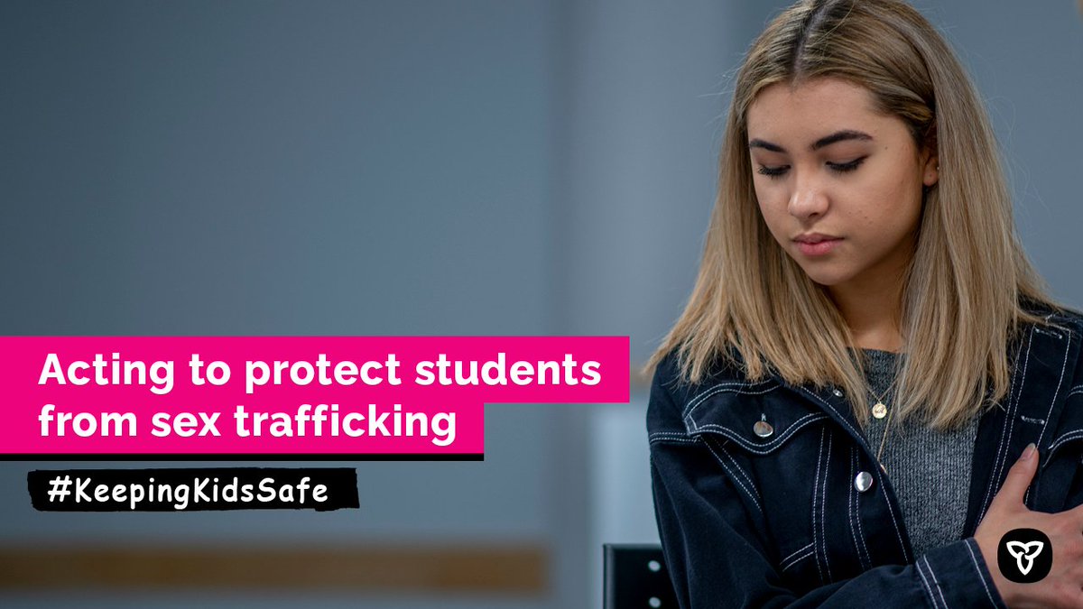 Our government is combatting sex trafficking with a 1st in Canada school prevention strategy that will keep kids safe. 

We are combating sex trafficking in our curriculum, online, &amp; with this plan, in every school board and school in Ontario.

Learn more:
news.ontario.ca/en/release/100…