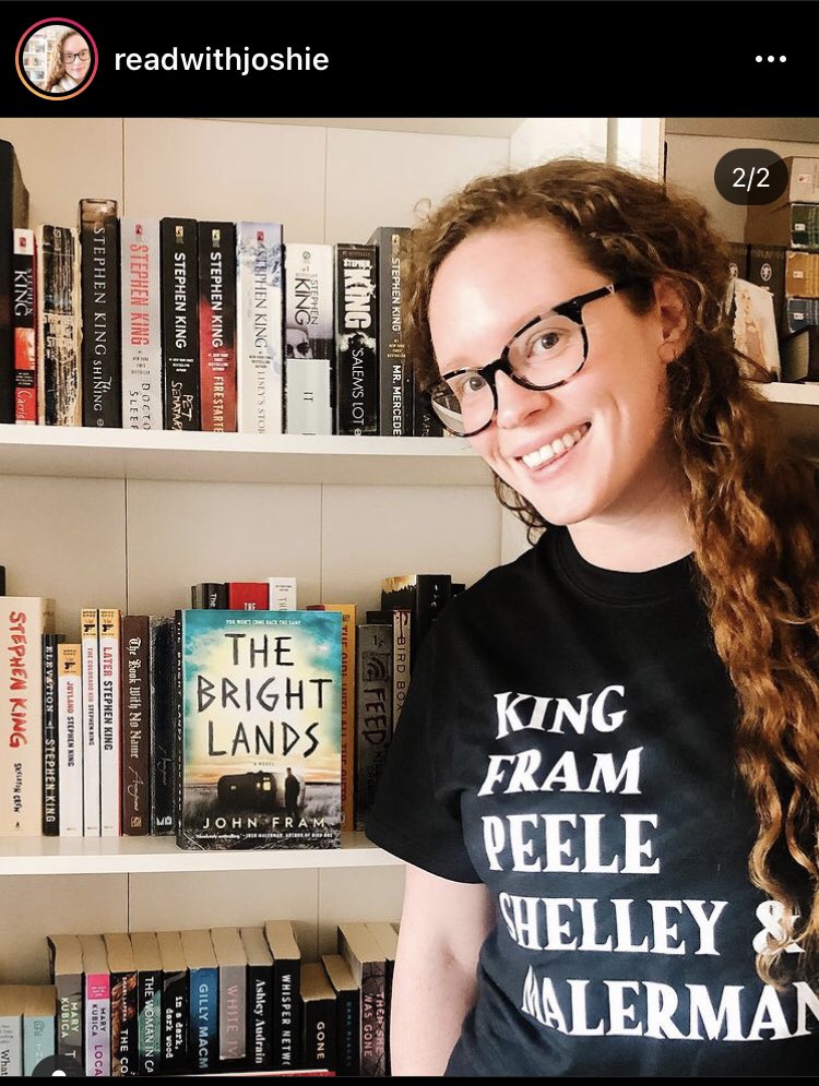 Also my girl Joshie over on the Gram ordered a CUSTOM SHIRT to celebrate today’s launch of THE BRIGHT LANDS in paperback and I am DECEASED