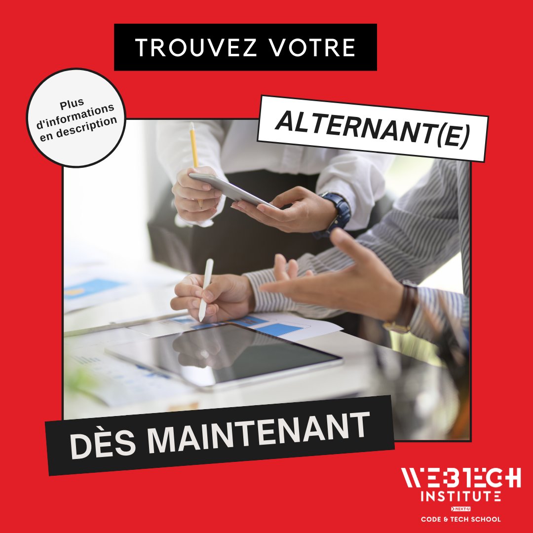 WebTech_Inst's tweet image. 🚀 Vous êtes une entreprise à la recherche d’un(e) alternant(e) dans le secteur de la Tech et de l’informatique ?
Venez rencontrer nos étudiants !
Campus Paris : hubs.li/H0Ry_tD0
Campus Lyon : hubs.li/H0Ry_vy0
Campus Bordeaux : hubs.li/H0Ry_sK0