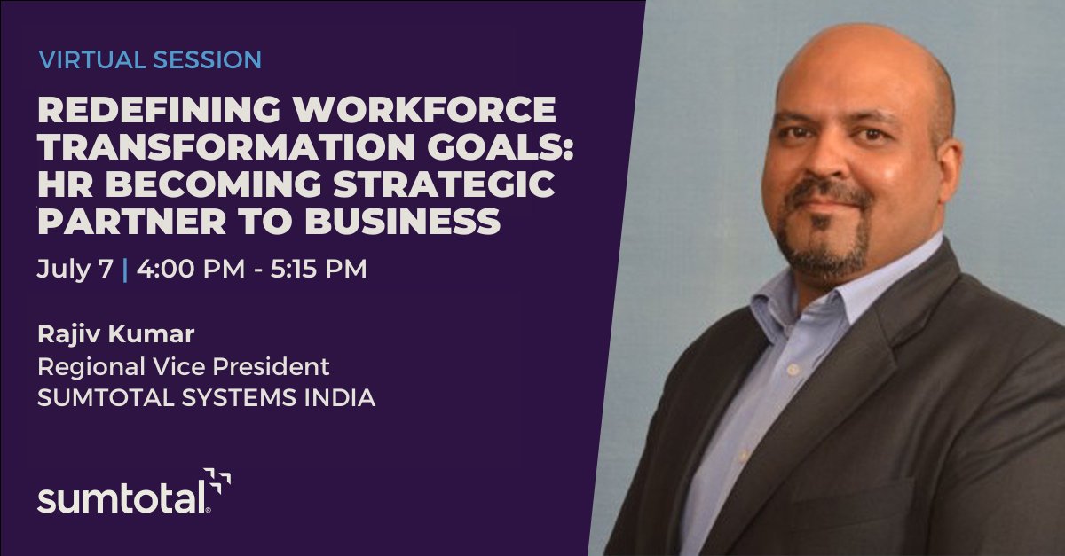SumTotalSystems's tweet photo. Join us for an engaging discussion on redefining #workforcetransformation goals and the strategic role of HR in business with @PrashantKhullar @vivekjainalld Tina Vas @tikoo_taniya and @LiveRajivkumar in association with ObserveNow.

Register now: https://t.co/iKxLMtq4gP. https://t.co/46SDixUbtd