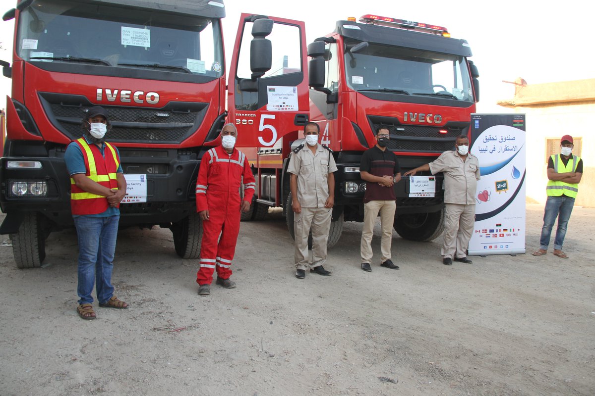 UNDPLibya's tweet photo. Contributing to saving lives & homes in #Libya! Two new firefighting trucks will help local authorities in #Derna to better control fires and improve safety. @UNDP #Libyastabilization delivered the equipment w/ support from ๐ฉ๐ช๐ช๐บ๐บ๐ธ๐ฏ๐ต๐ณ๐ด๐ณ๐ฑ๐ฌ๐ง๐ฐ๐ท๐ฎ๐น๐ซ๐ท๐ฉ๐ฐ๐จ๐ฆ๐จ๐ญ๐ฑ๐พ #SDG11 https://t.co/zjbxixmqpP