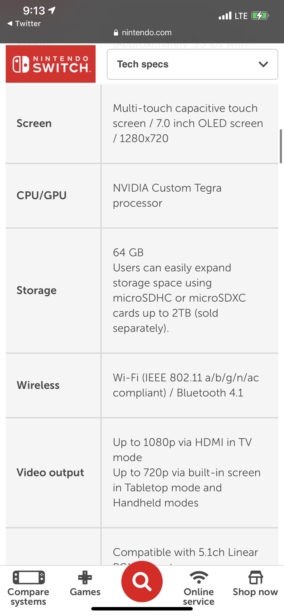Twitter: "Nintendo Switch OLED Specs 720p OLED Screen https://t.co/vBW9cNocP9" / Twitter