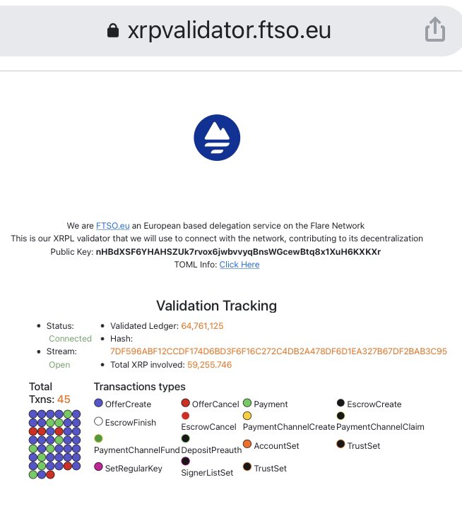 Our validator is part of the new <a href="/XRPLF/">XRP Ledger Foundation (Official)</a> dUNL and we are really speechless. A huge thanks to our @granuz for his work and the foundation for the trust. Can’t wait to contribute more to #xrpl and #xrp ecosystem! Also thanks to <a href="/FlareNetworks/">Flare ☀️</a> for obvious reasons:❤️💪 Utility Fork!