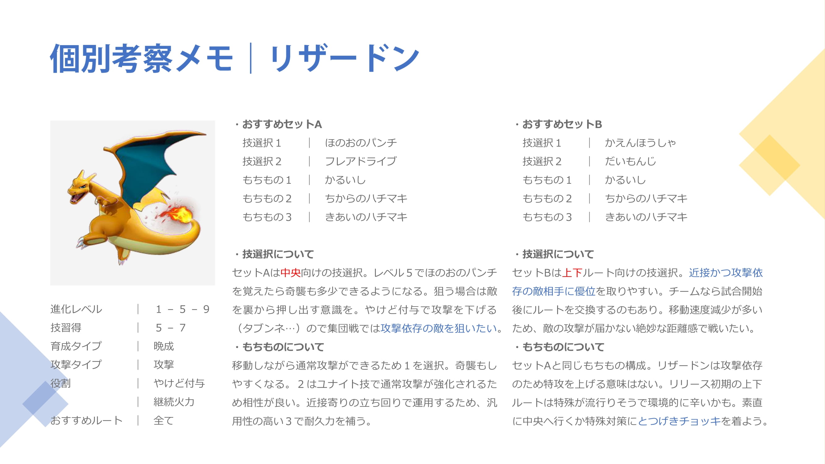 ぱぴぽぷんすけ على تويتر ポケモンユナイト の リザードン の技構成と持ち物を考察してみました 中央運用の場合 レベル ９までの優先度は 奇襲 レベル上げ で 敵ポケモンを倒せる時だけ寄って 無理ならすぐレベル上げに戻り終盤に備えよう 面白い性能