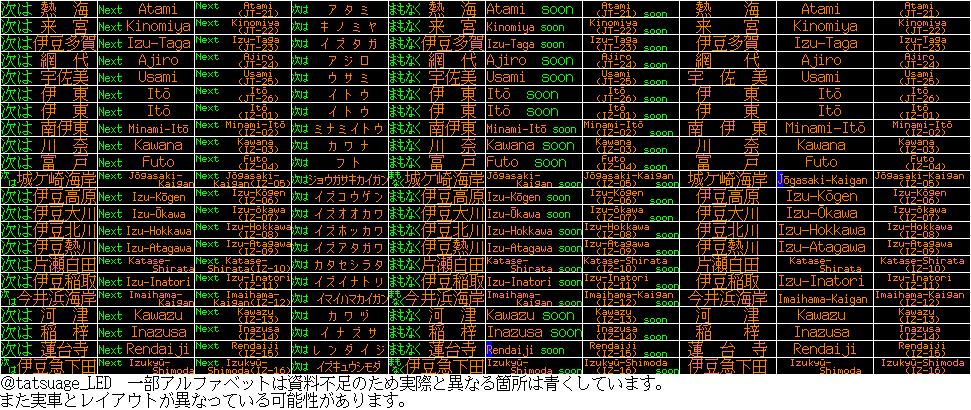 209系2100番台が伊豆急に譲渡されるとのことで、譲渡後の車内LED表示を
