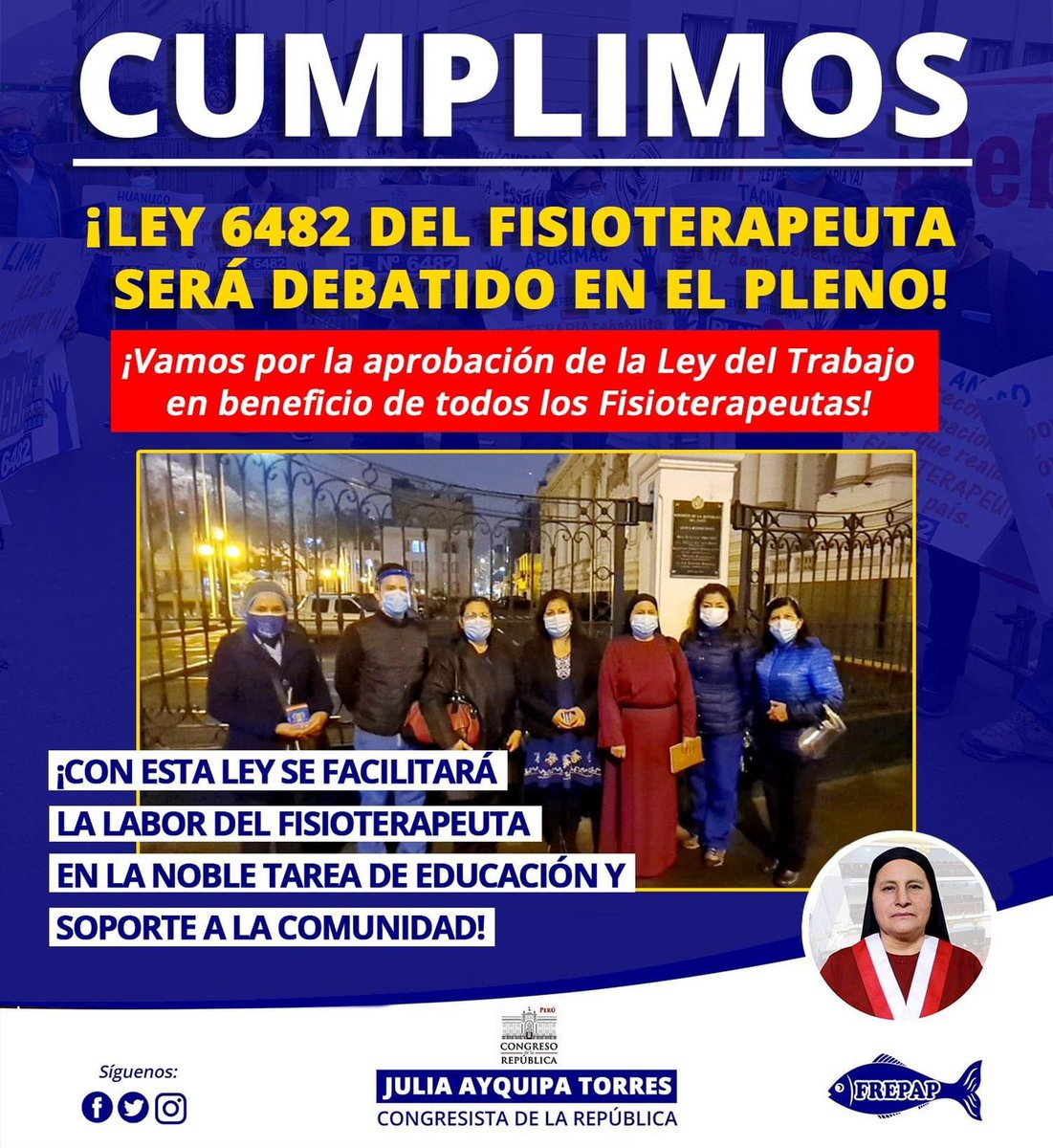 ASPEFISIO's tweet photo. Gracias a la unión de todos los fisioterapeutas se está consiguiendo la reivindicación de la profesión. 
#ColegioDeFisioterapeutasDelPeru
#FisioterapiaUnaSolaFuerza
el PL6482 se puso en agenda para esta semana
https://t.co/4PktO4GZ73 https://t.co/xF5IwAxZ3W https://t.co/ETP3HkZg86