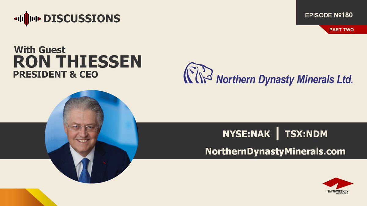 SmithWeekly's tweet photo. Part 2 - Ron Thiessen of https://t.co/rmgtoQVZ2r $NAK updates on the Pebble project, #copper market, &amp; next steps to advance beyond permitting processes. He covers a number of topics &amp; reasons why Pebble will move ahead in a responsible &amp; reasonable way: https://t.co/uf7TrsycYs https://t.co/O5lnjdNxYh