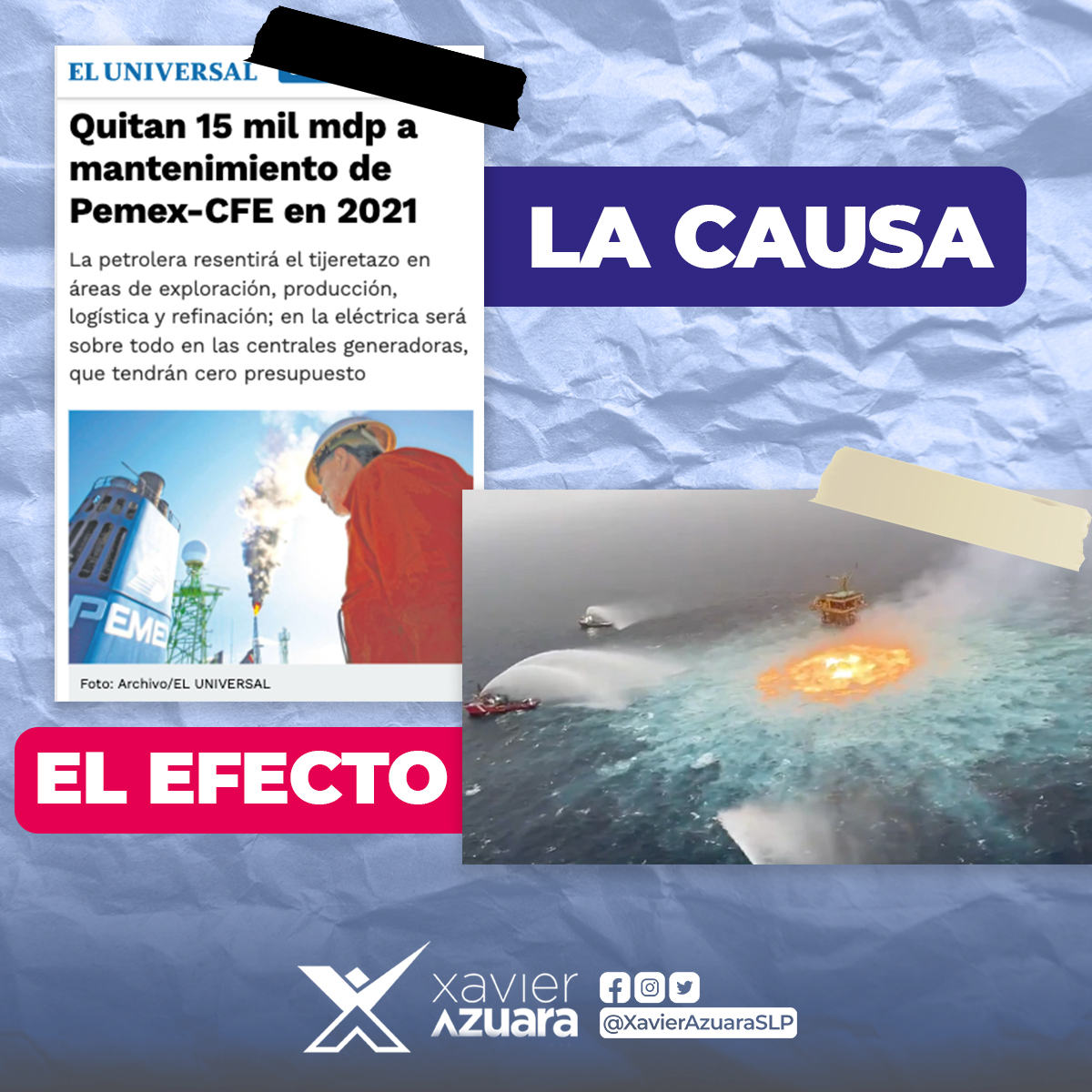 XavierAzuaraSLP's tweet photo. En 2020 se advirtió de la situación que vivimos hoy, una crisis por la falta de mantenimiento en #PEMEX.

Se deben corregir ya las malas decisiones y trabajar para que la empresa tenga un nuevo rumbo. 👇 https://t.co/Z25Xf61nNo