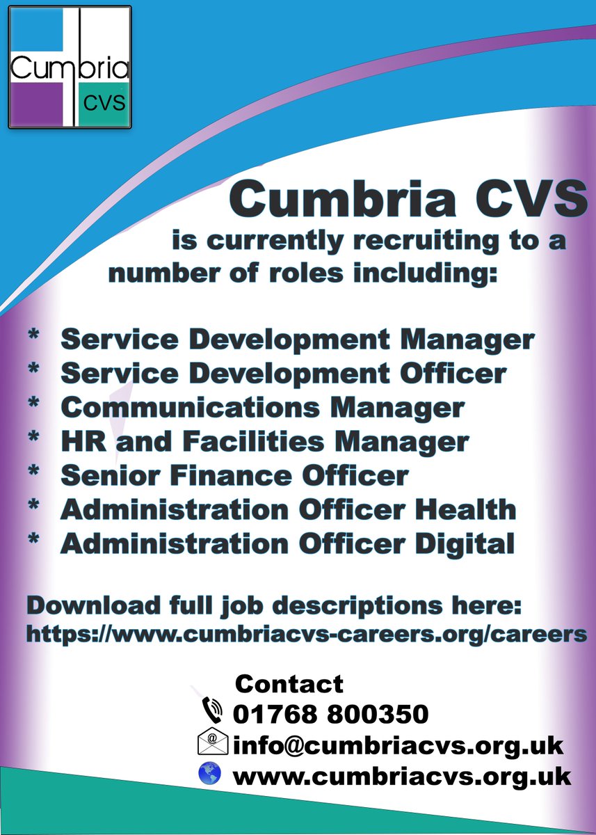 CumbriaCVS's tweet photo. ⬇️ WE ARE RECRUITING ⬇️
Here is your chance to join the @CumbriaCVS team
For full details, please visit our new recruitment website ⬇️
https://t.co/45bIVgQxRH
@JCPinCumbria @CumbriaUni @CumbriaCrack
Please Like, Retweet & Share
#CumbriaCVS #Recruiting #CumbriaJobs #CVSJobs https://t.co/0cOSB4C7IJ