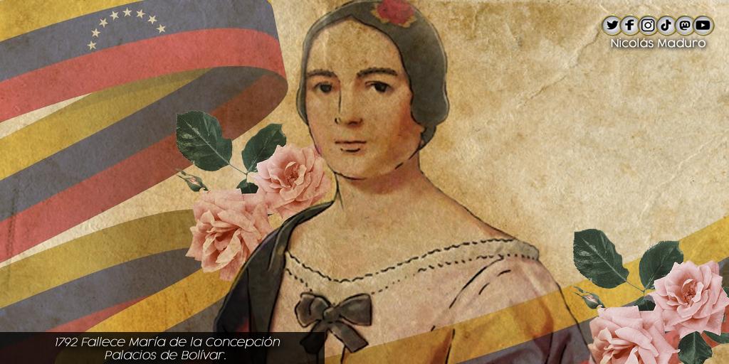 Doña María de la Concepción Palacios de Bolívar, mujer de principios íntegros que trajo al mundo a quien se convirtió en el Libertador de los Pueblos de América, Simón Bolívar. A 229 años de su siembra, recordamos su amor y ternura como referencia de las madres venezolanas.