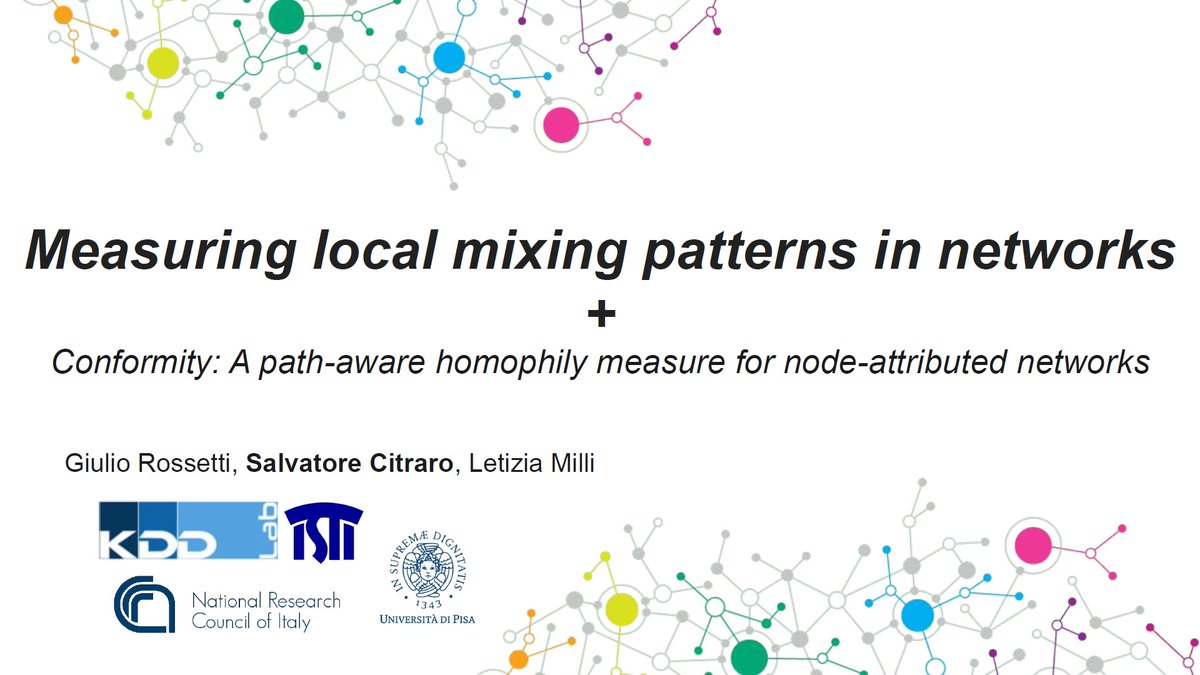 dsalvaz's tweet image. I&apos;ll share our work on heterogeneous mixing patterns (+ Conformity, our paper on Intelligent Systems) at #Networks2021
10312. Measuring local mixing patterns in networks.
S55. Homophily, July 6, 2021, 1:15 PM - 1:30 PM - EDT

@GiulioRossetti @LetiziaMilli 
ieeexplore.ieee.org/document/93213…