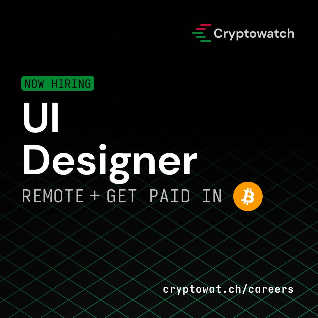 KrakenDesktop's tweet image. Come design beautiful products at Cryptowatch🎨

We are looking for an experienced UI designer to create product experiences for our community of crypto traders.

Get paid in #Bitcoin &amp;amp; work 100% remote 🏝️

Apply here 👉 jobs.lever.co/kraken/15df2a7…