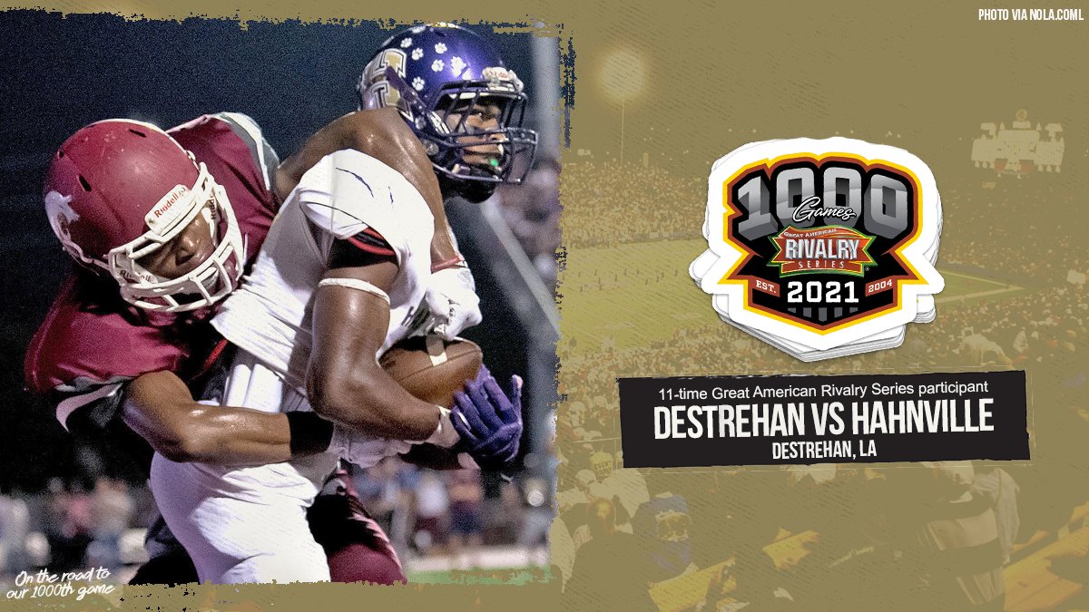 The annual clash between Destrehan and Hahnville has been a staple of the Great American Rivalry Series for over a decade.

RT if the "𝐁𝐚𝐭𝐭𝐥𝐞 𝐨𝐟 𝐒𝐭. 𝐂𝐡𝐚𝐫𝐥𝐞𝐬 𝐏𝐚𝐫𝐢𝐬𝐡" is the best rivalry in the country.