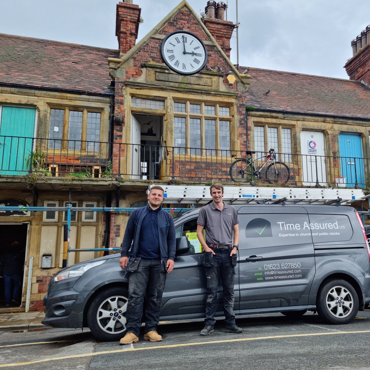 TimeAssured's tweet image. After some heavy showers and a little bit of sun, Sam and Mike got this dial installed.