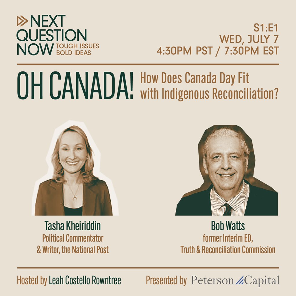Over 130 people have already signed up for our first event. Love to see so many people as passionate as I am about coming together to talk about hard things. eventbrite.com/e/oh-canada-ho… #nextqnow #nextquestionnow #canadaday #indigenous #tashakheiriddin #bobwatts #reconciliation