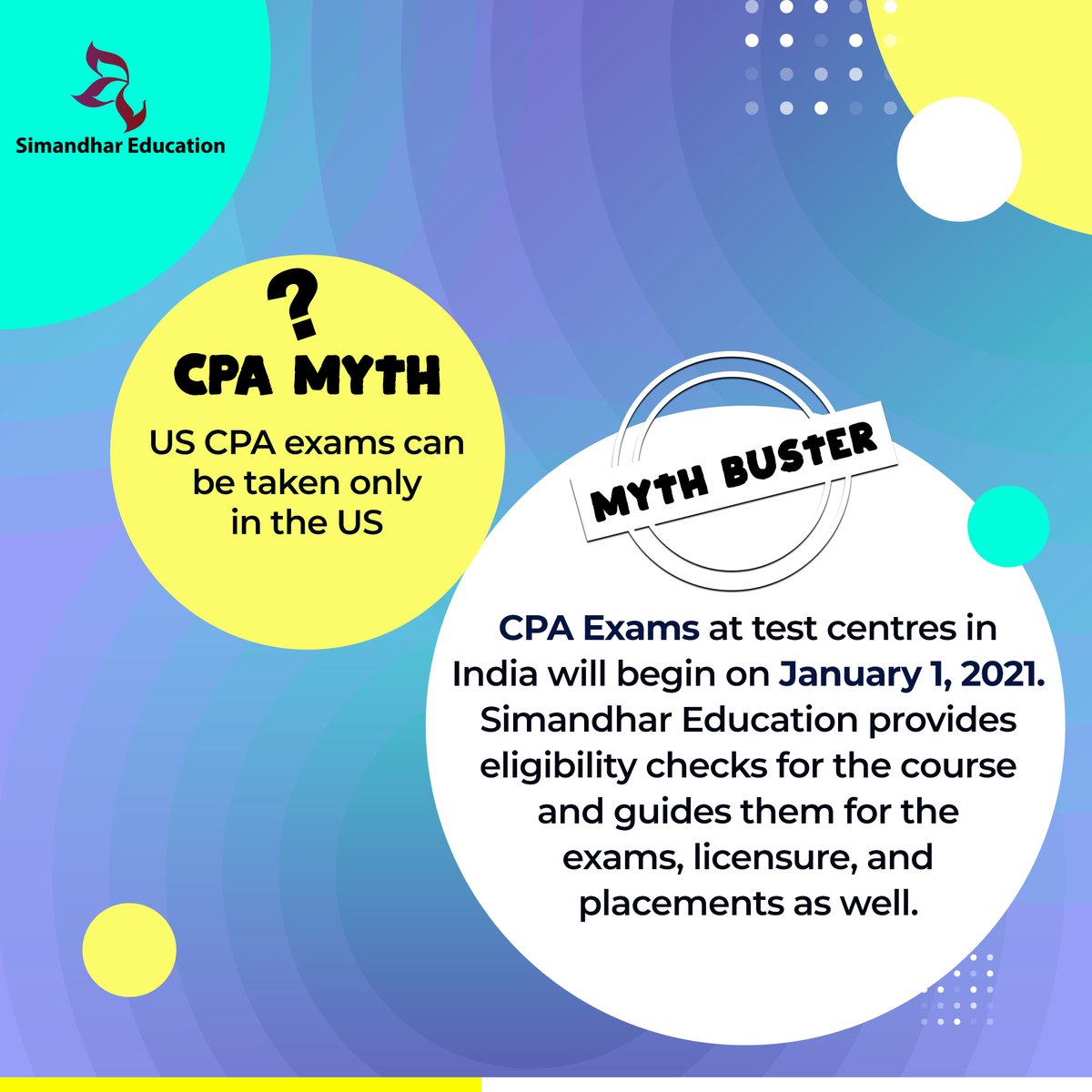SimandharEdu's tweet photo. Myths and Facts about US CPA
Stay tuned for more myths busted about US CPA/CMA.
#cpa #cpaus #cpaexam #cpacourse #cpainIndia #cpaexaminInda #cpamyths #simandhareducation #cpafacts #cpamythsandfacts https://t.co/OFJxn7nDCh