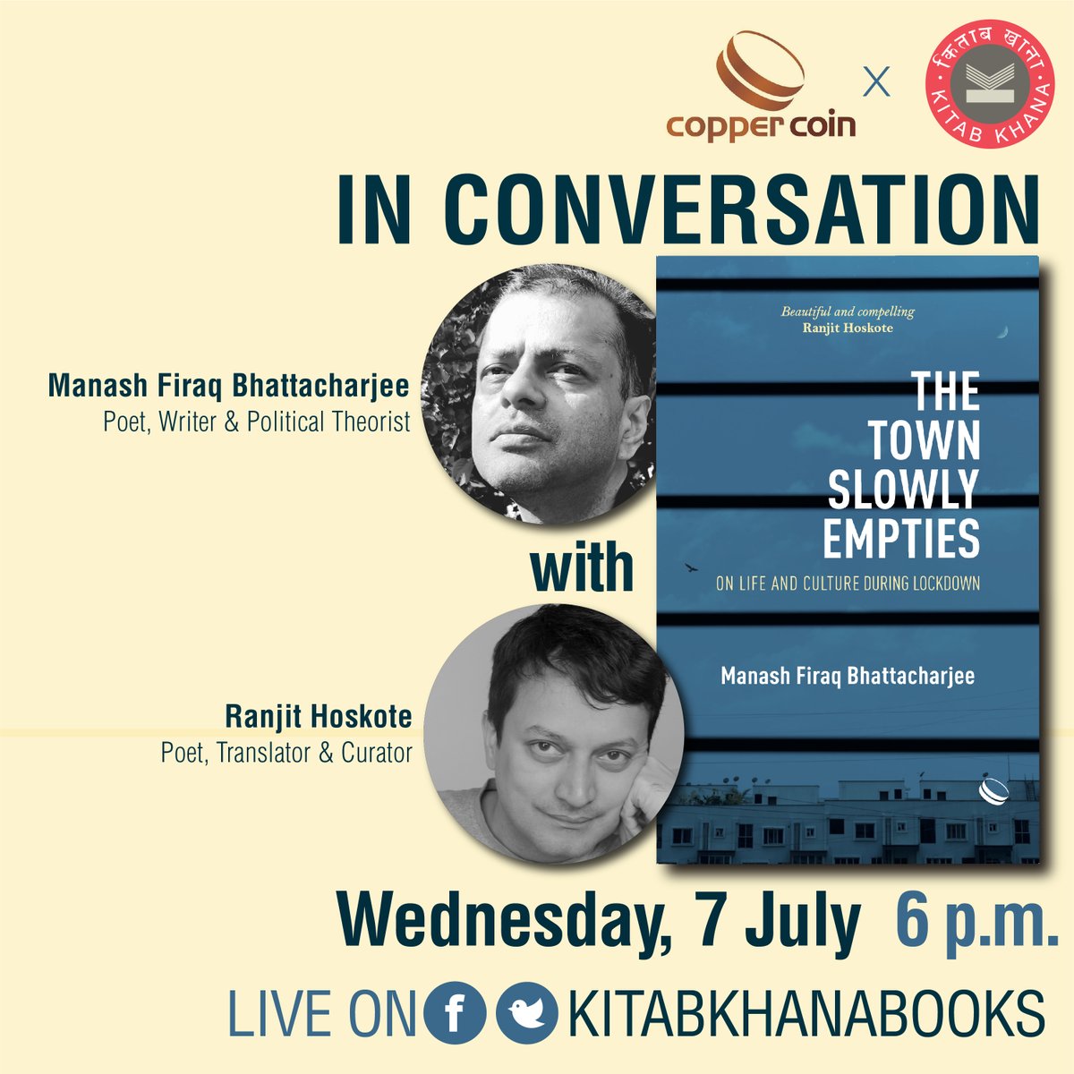 Drawing inspiration from contemporary literature and cinema, #TheTownSlowlyEmpties is a unique window on a world desperate for love, care and hope. Join us tomorrow evening at 6 p.m. as @manasharya speaks with @ranjithoskote on this compelling account.
#digitallaunch #booklaunch
