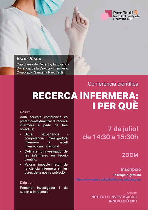 Conferència científica per zoom sobre Recerca Infermera el dia 7 de juliol 2021 @InfermeriaTauli <a href="/jordidue/">Jordi TORRALBAS</a> <a href="/parctauli/">Consorci Corporació Sanitària Parc Taulí</a>