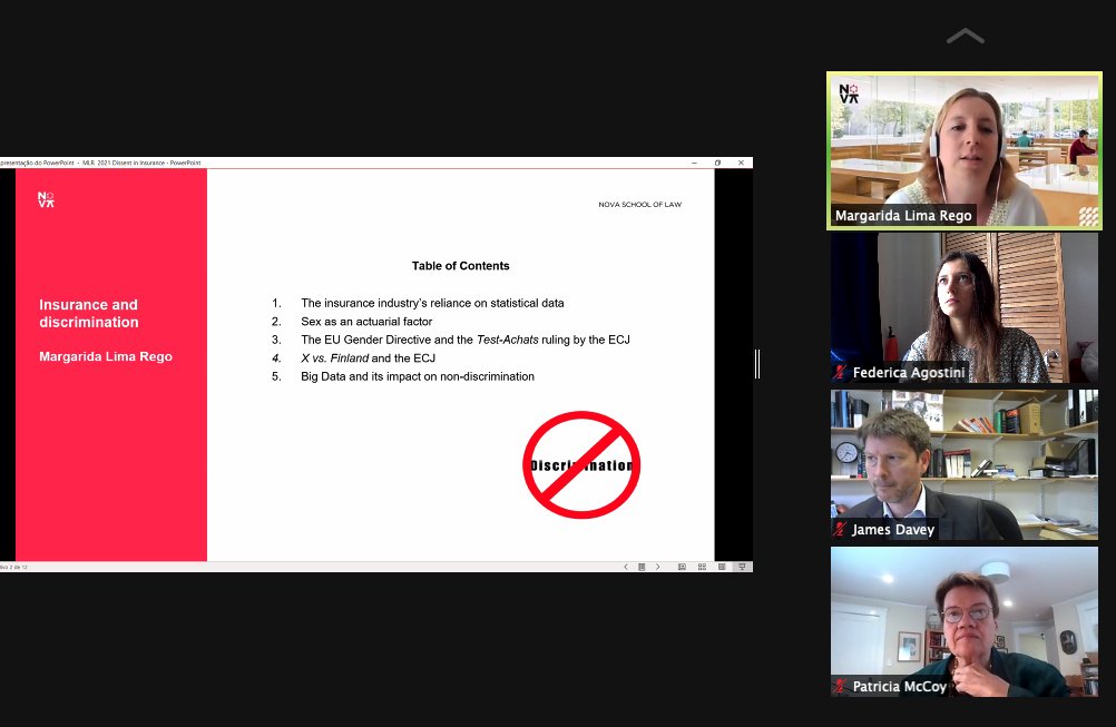 UofGLaw_CFL's tweet image. Excellent presentations on #discrimination and #indexbasedinsurance by Prof. McCoy, Prof. Lima Rego and Prof. Landini at our final panel. Prof. Davey @in_nominate is moderating the discussion.
#dissent #insurancelaw #insurance