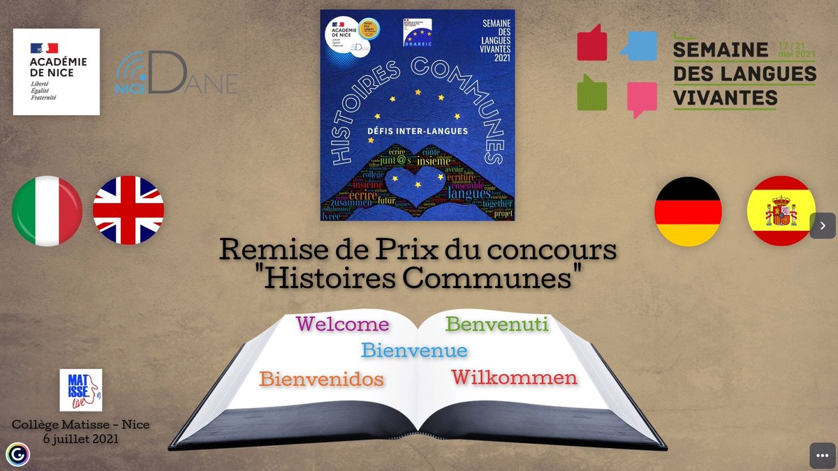 AzurGnd's tweet photo. Remise de prix du concours d'écriture collaborative "Histoires communes" organisé par le @AzurGnd en présence des IA-IPR LV 🇬🇧🇮🇹🇪🇸🇩🇪 et de @cabbeke DAASEN AM au @Clg_MatisseNice puis au @CBrignoles. Un grand 👏 aux 👨🎓👩🎓 et à leurs 👩🏫 👨🏫!
#SDLV @eduscol_LV
+ de photos dans le fil https://t.co/M8aMm9ew41