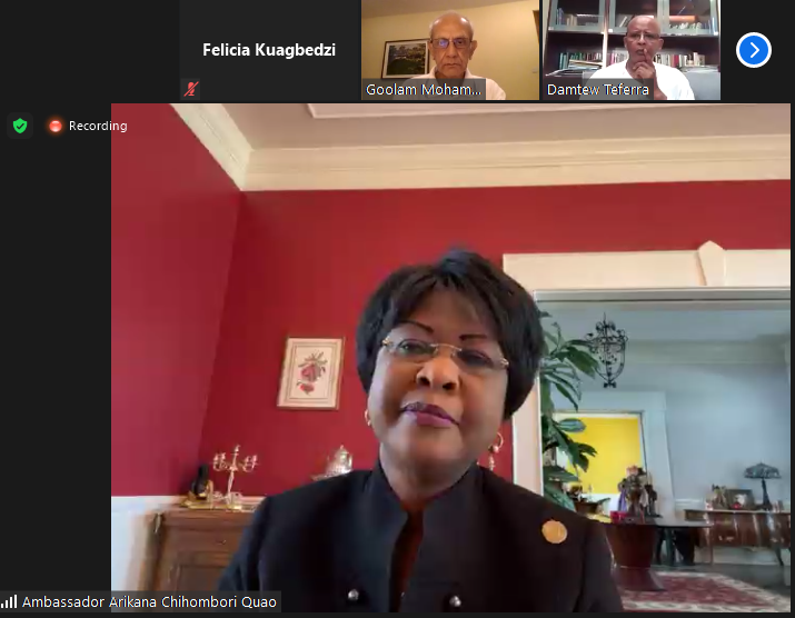 AAU_67's tweet photo. The battle to winning and achieving 'the Africa that We Want' must first be won in the mind - HE Ambassador Arikana Chihombori Quao, MD Former Permanent Representative of African Union Mission to the USA #AAUGENCON #COREVIP https://t.co/fvwFig5RKB