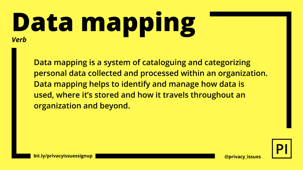 privacy_issues's tweet image. Today is Tuesday! Our #GlossaryPI term of the day is #data #mapping. Data map is one of the ways to systemise #personaldata within your organisation to help the better #DataManagement. 

If you like our #privacy terms, share today&apos;s tweet with your friends!

#sharingiscaring