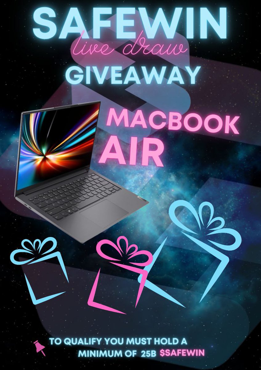 💎Do you want to win $1000 + MacBook Air?💎

 1. Buy 5b of SafeWin to qualify🙌💎
 2. Buy 25b to qualify for MacBook Air   
 3. Retweet this post and tag a friend

Giveaway this Friday 20:00 UTC on YouTube 

Safewin.org #safewin #jointherevolution #Crypto #Giveaways