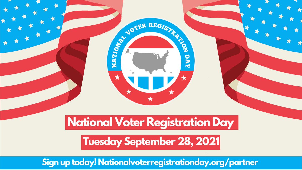 #NationalVoterRegistrationDay is the USA's largest nonpartisan civic holiday dedicated to getting every eligible American registered to vote. 

See our website to find out how you can help us build a vibrant, diverse &amp; engaged democracy #VoteReady bit.ly/3wnLo0q