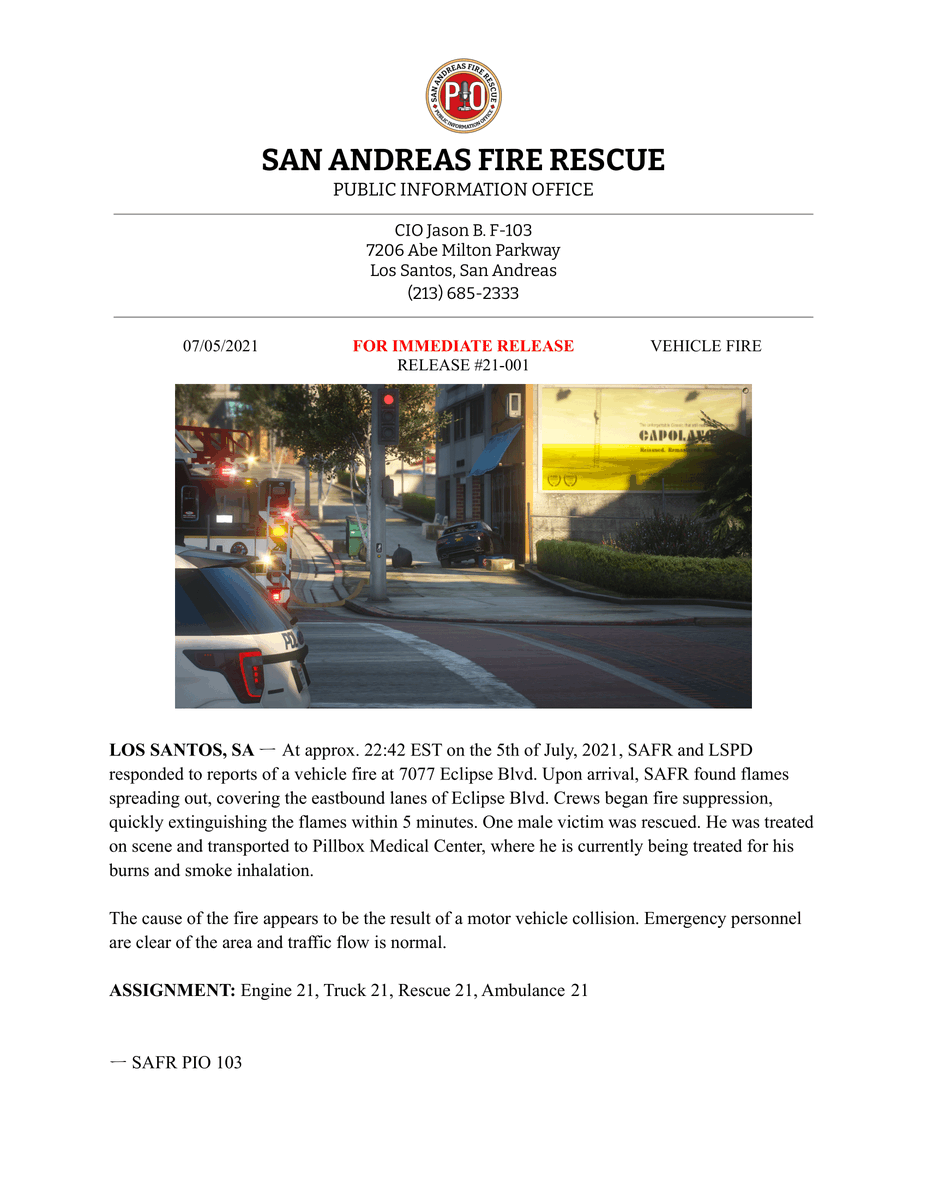 San Andreas Fire Rescue tweet media