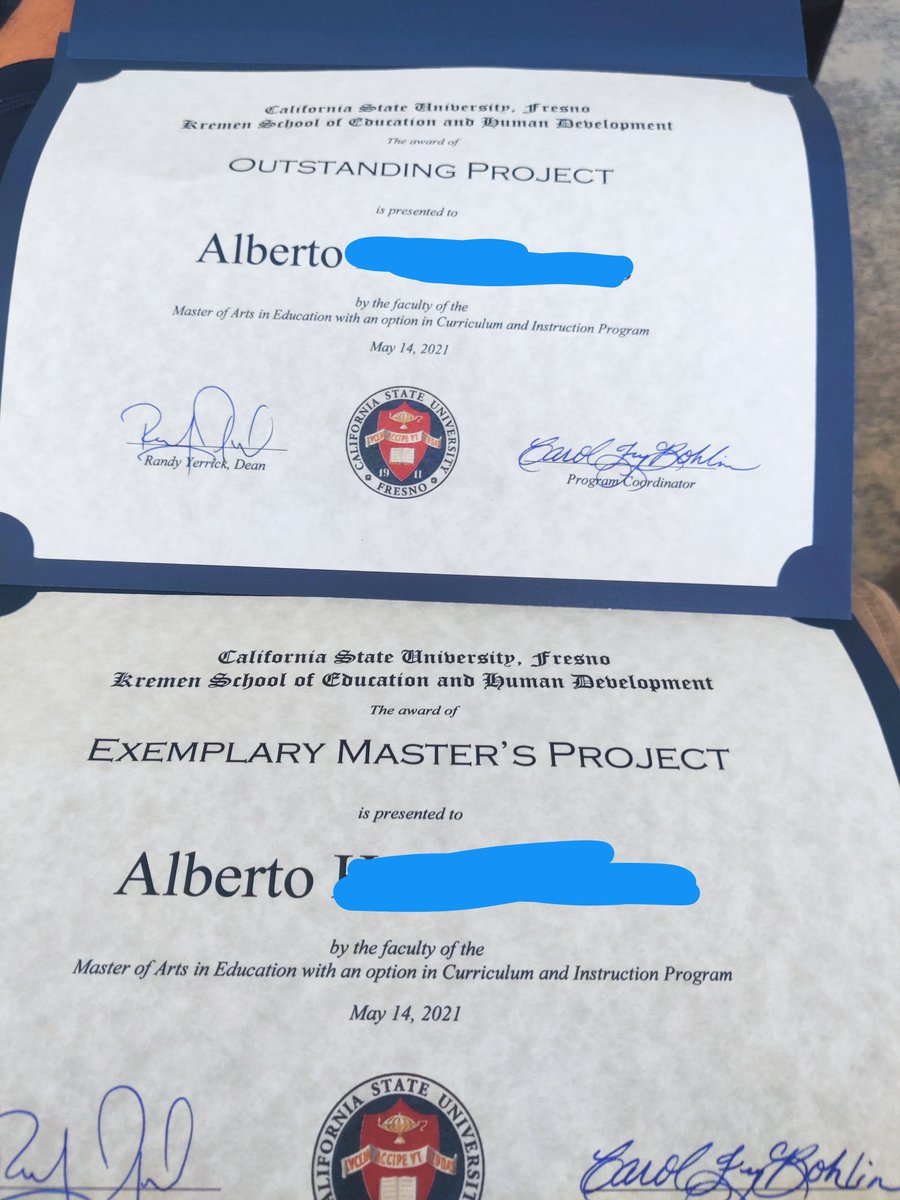 mrhortateach's tweet photo. My project was selected last year as an exemplary project. Never thought I would make it this far, but I am glad I was able to complete the project and complete my degree. #Grinding #dedication #Bulldogs #FresnoState https://t.co/BwYX3QSNbX