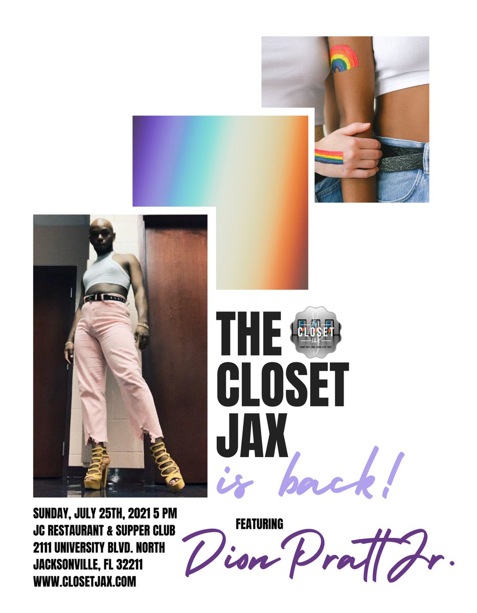 ClosetJax's tweet photo. The #ClosetJax is Back! 
Sunday, July 25th @ 5 PM
- DJ Dutchess Spinning
- Featuring Savannah &amp; The Closet Jax House Band 
- Poetess, Artist, Entrepreneur May Reign from Miami, FL 
- Dancer and Choreographer, Dion Pratt Jr. 
https://t.co/D9iLbwcwwI https://t.co/lmKYWXytSA