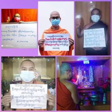 Buddhist monks recited prayers on tonight for the immediate peace and safety of Myanmar people &amp; protest against military dictatorship. #DreadfulCovidAmidMilitaryCoup #WhatsHappeningInMyanmar #July6Coup