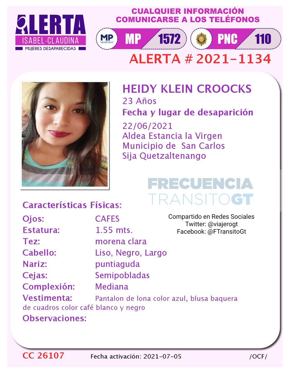 viajerogt's tweet photo. SERVICIO SOCIAL
#Xela #Quetzaltenango
#DESAPARECIDOS
Julián Manuel Klein de 1 año y Heidy Klein Croocks de 23

Vistos por última vez en el Municipio de San Carlos Sija, si tiene información llamar a los números que aparecen en los afiches. Ayudemos compartiendo! https://t.co/kCAdaOH8if